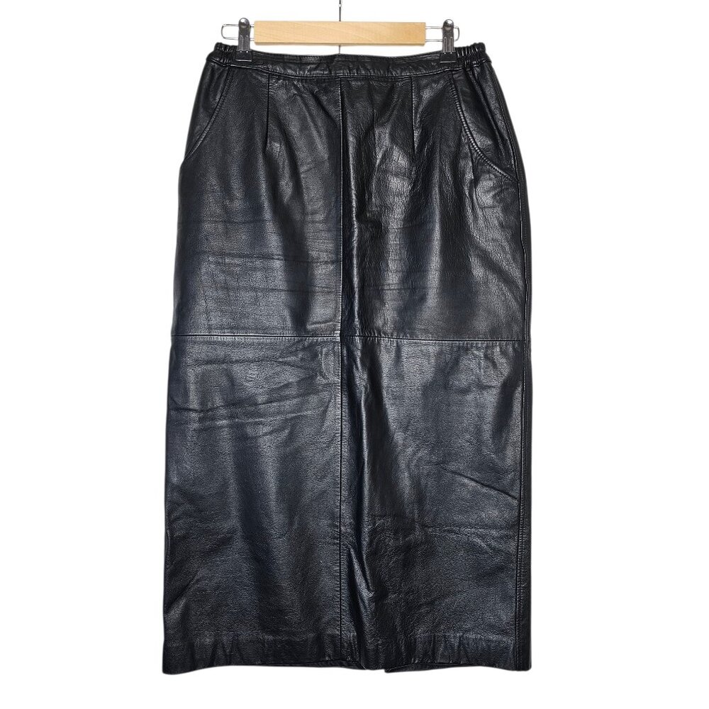 Black Leather Midi Skirt